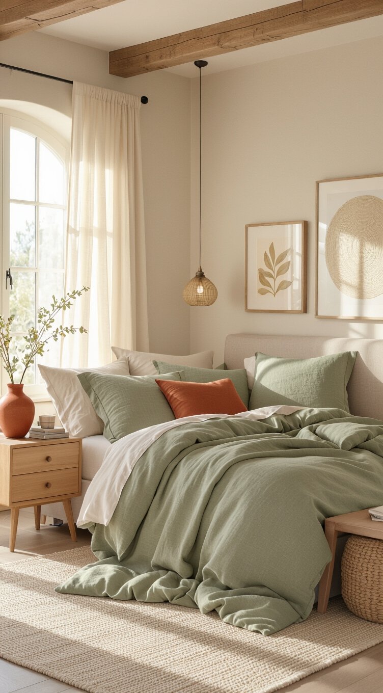 sage green and warm neutrals