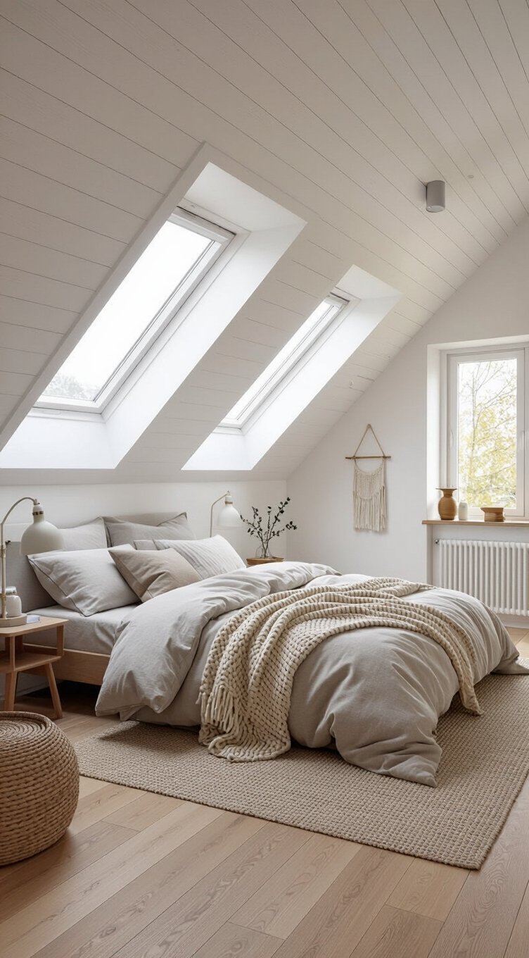 scandinavian attic bedroom simplicity