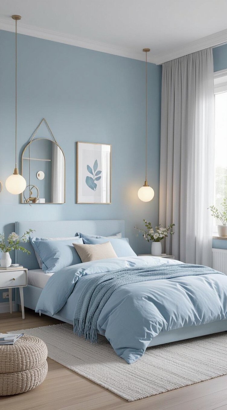 serene small blue bedroom