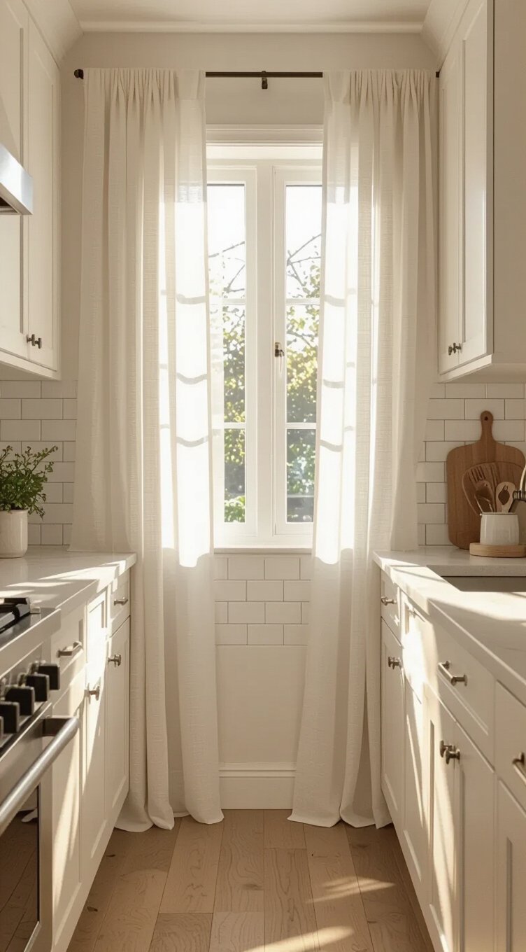 sheer curtains and bamboo blinds