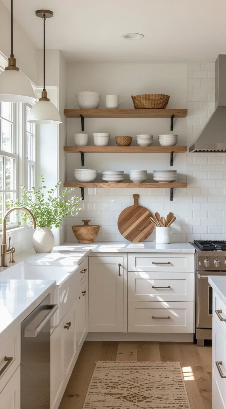 skip upper cabinets add open shelving