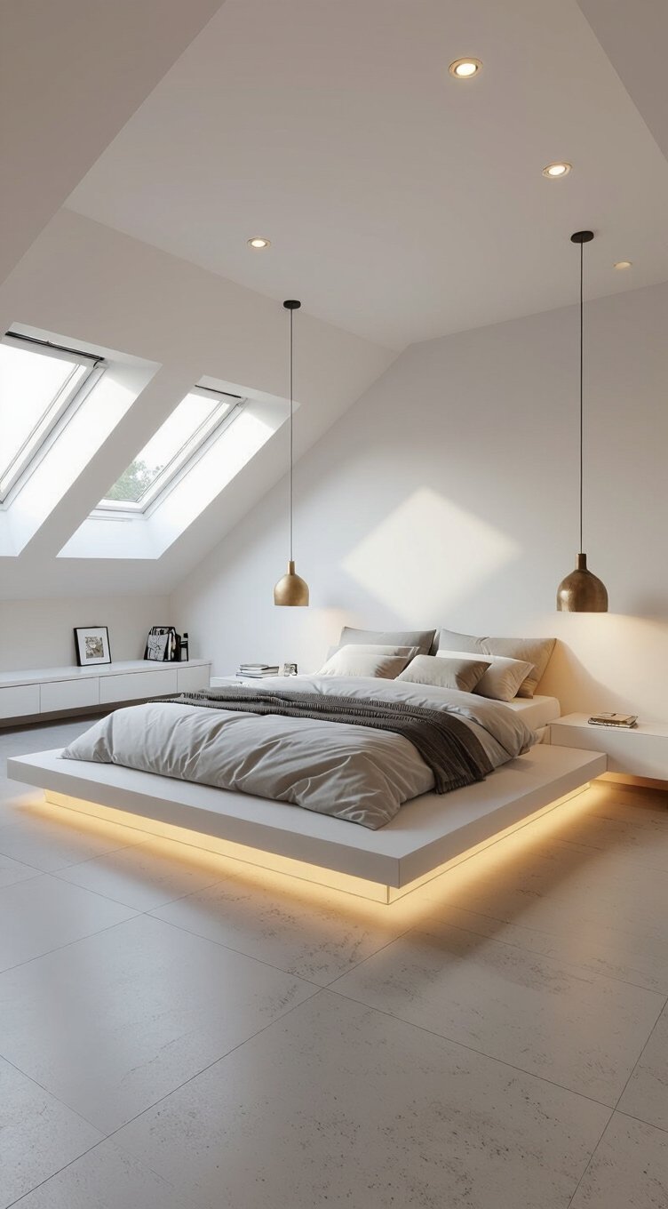 sleek spaces with sloped ceilings