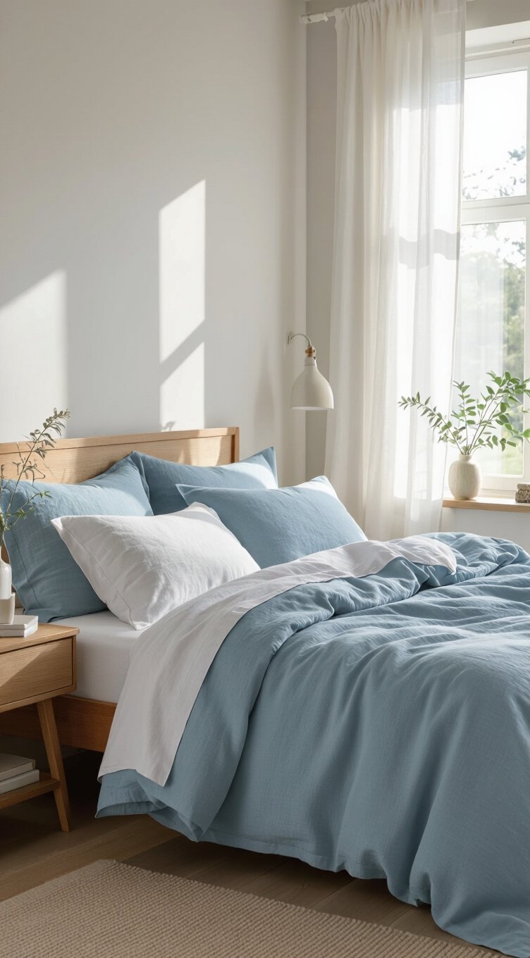 soft powder blue bedding