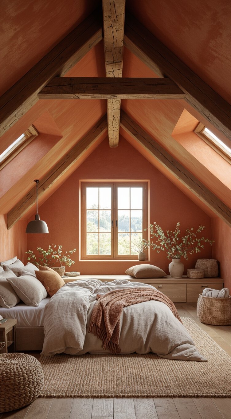 terracotta shades enhance attic charm