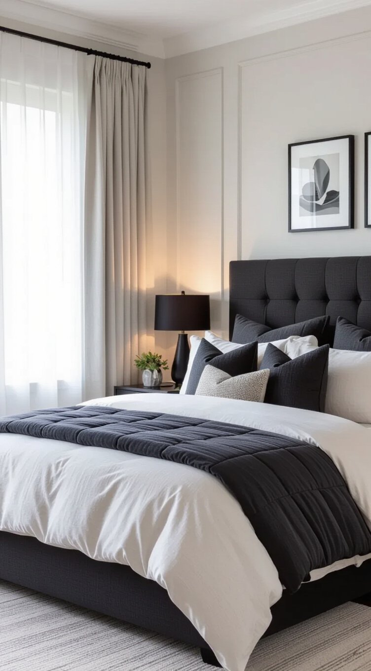 textured monochrome bedding with contrast details