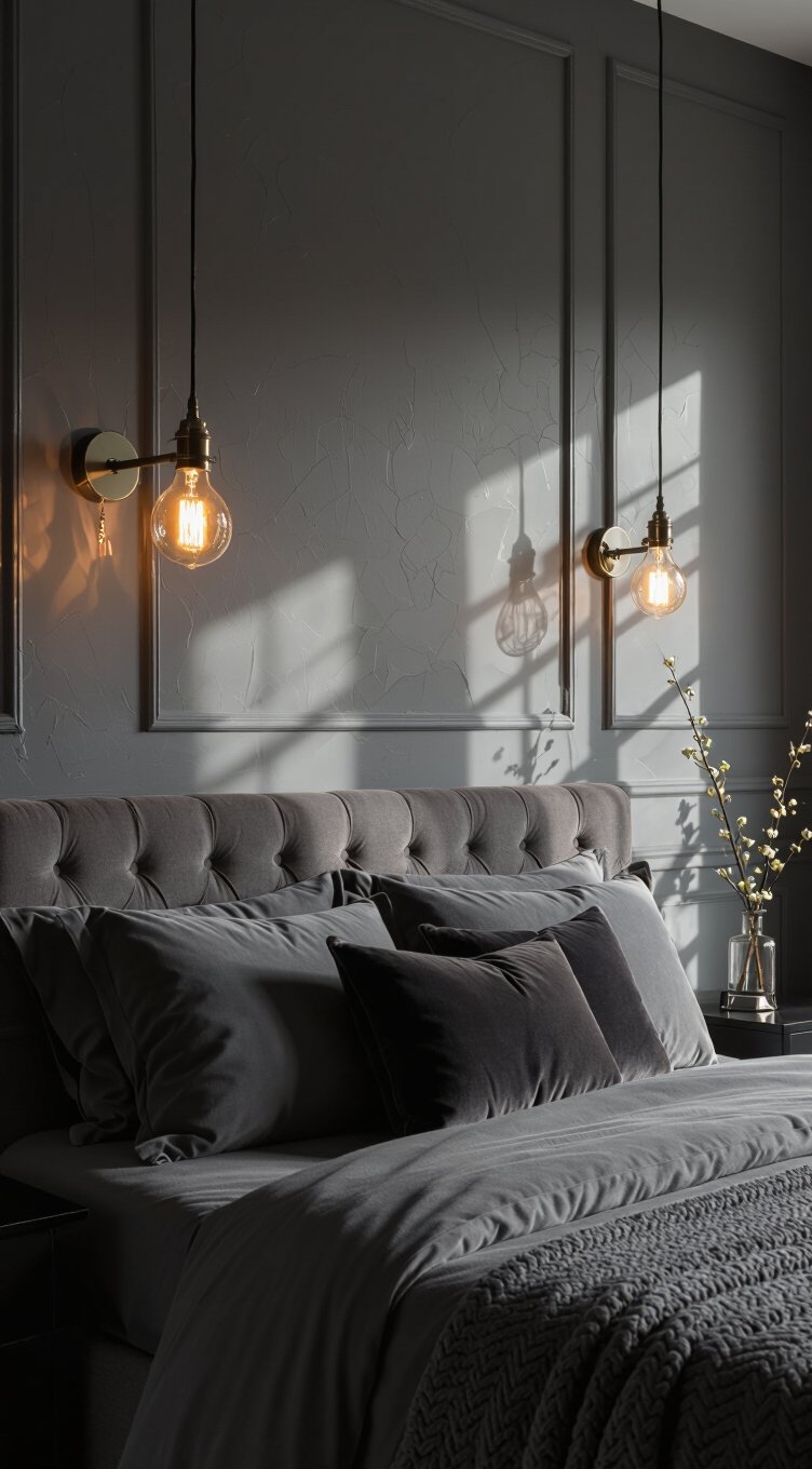 warm layered lighting transforms grey bedroom moods