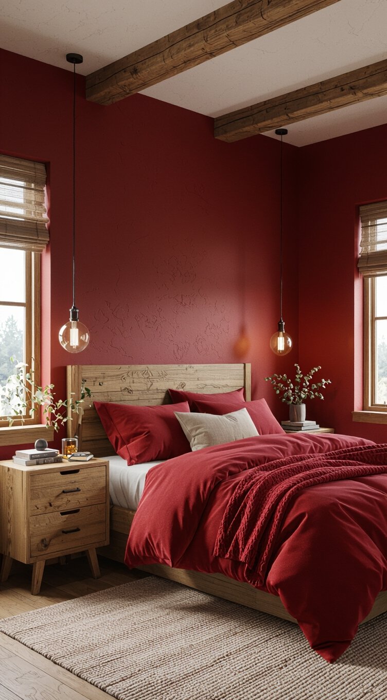 warm red and wood harmony