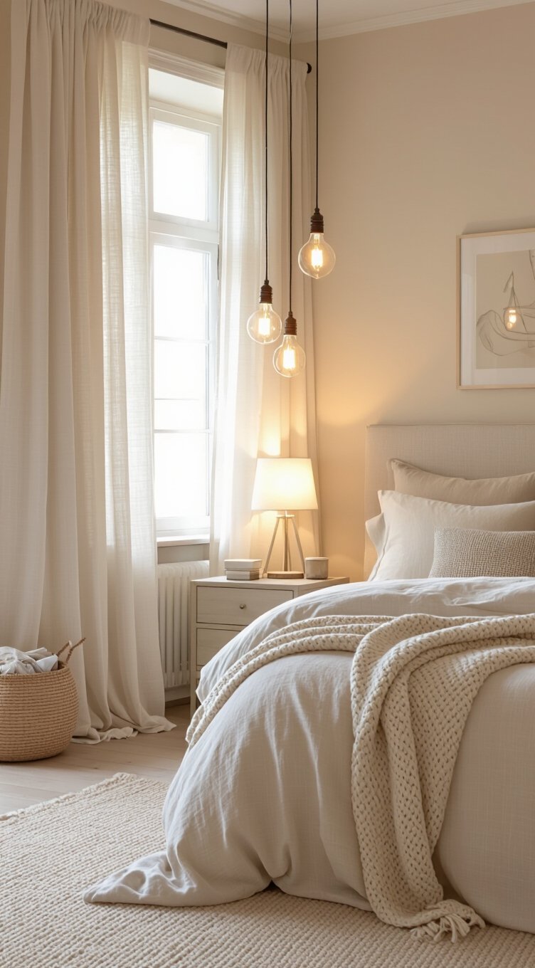 warm white lighting enhances cream tones