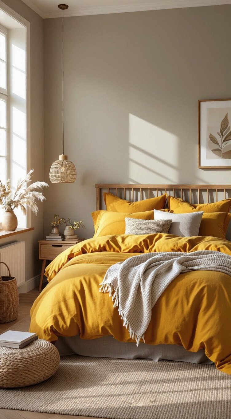 warm yellow and grey balance