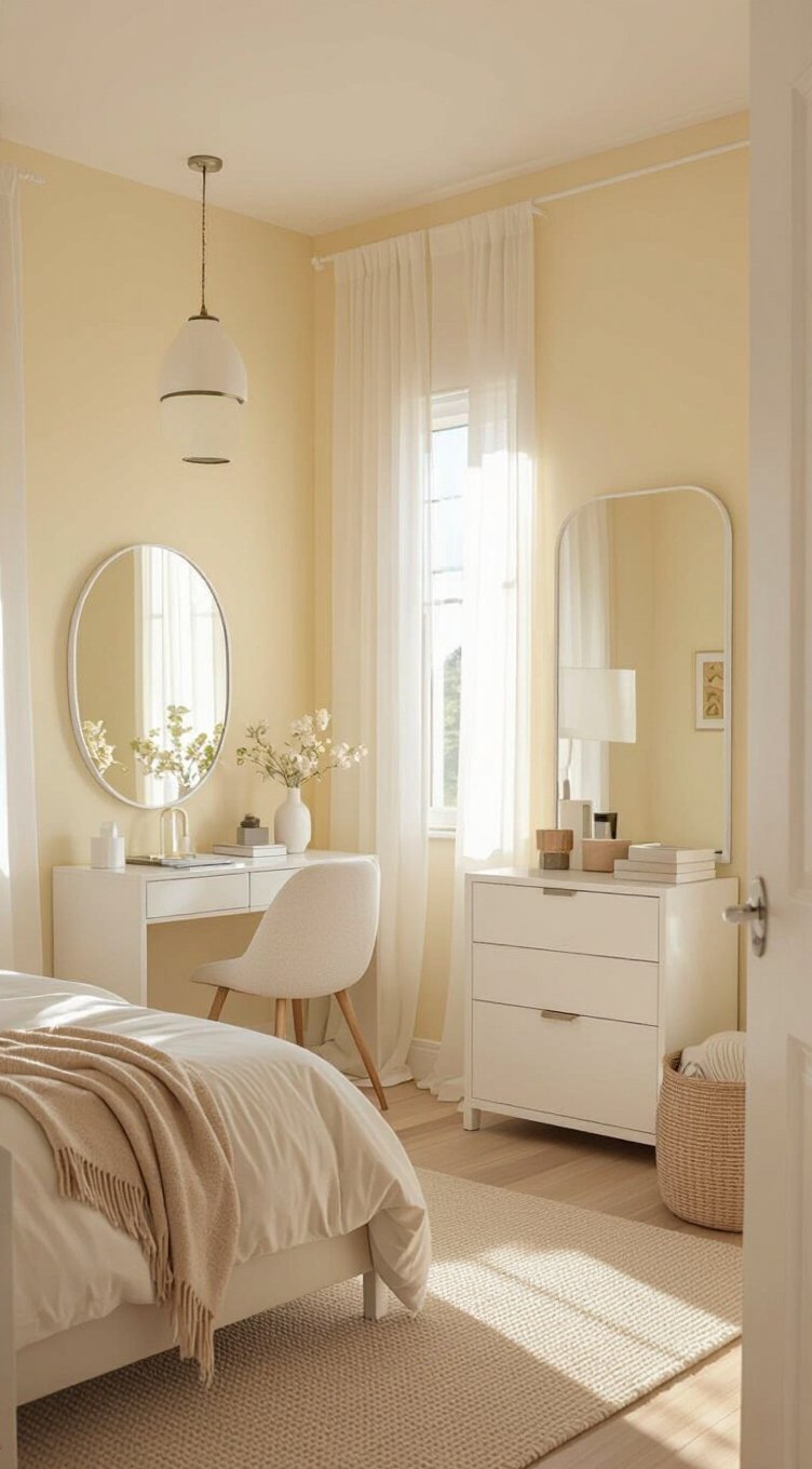 yellow decor enlarges small spaces