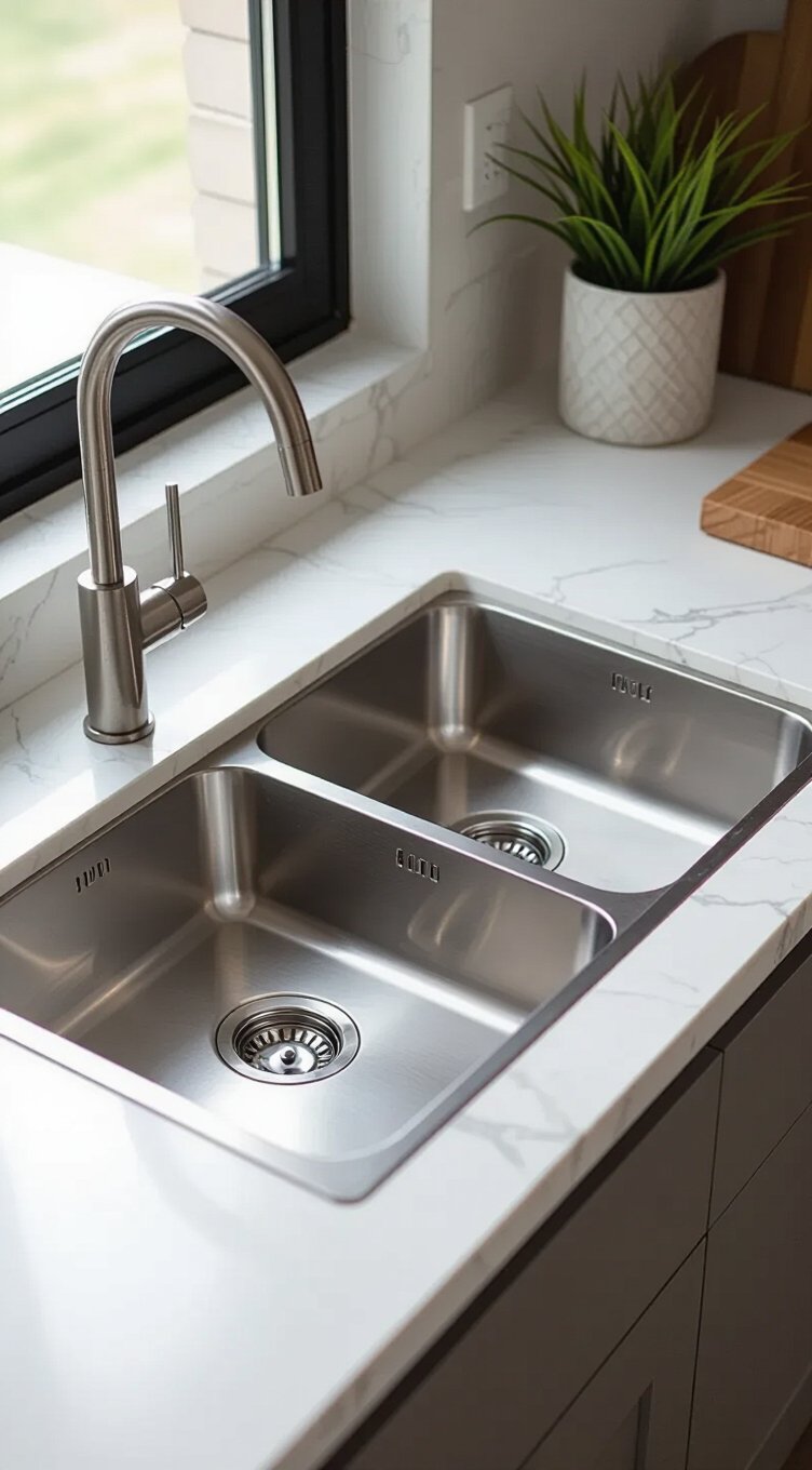 double basin sinks for narrow counters