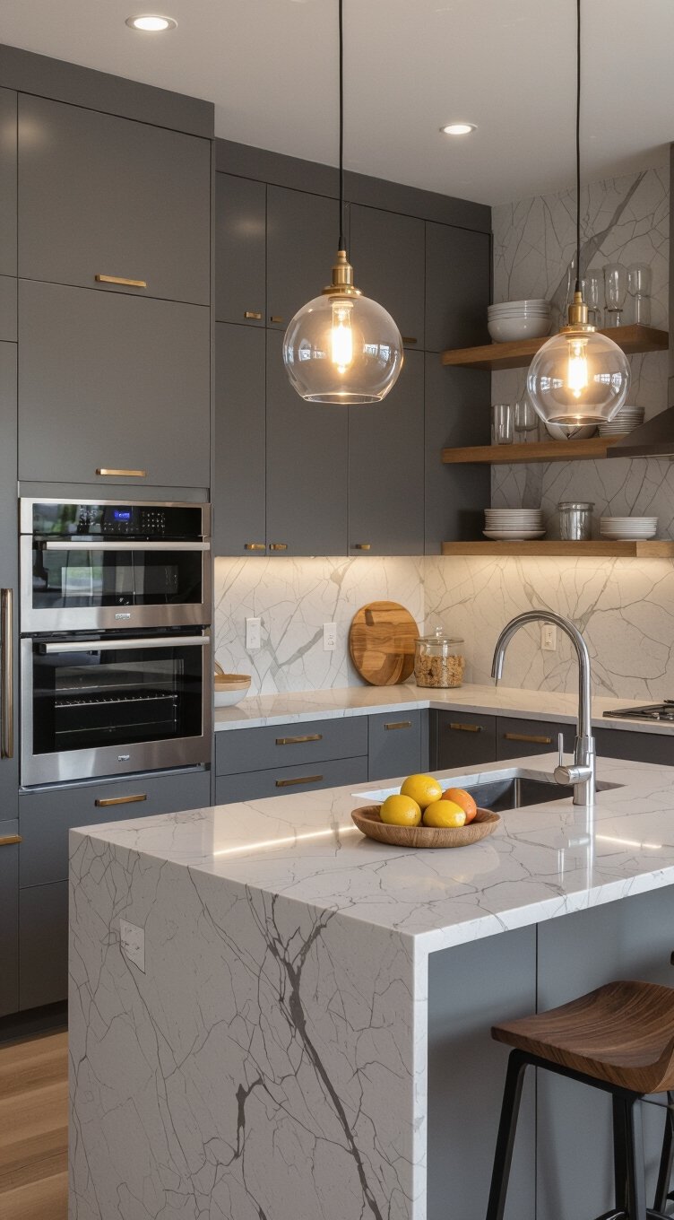 efficient small grey kitchen layouts