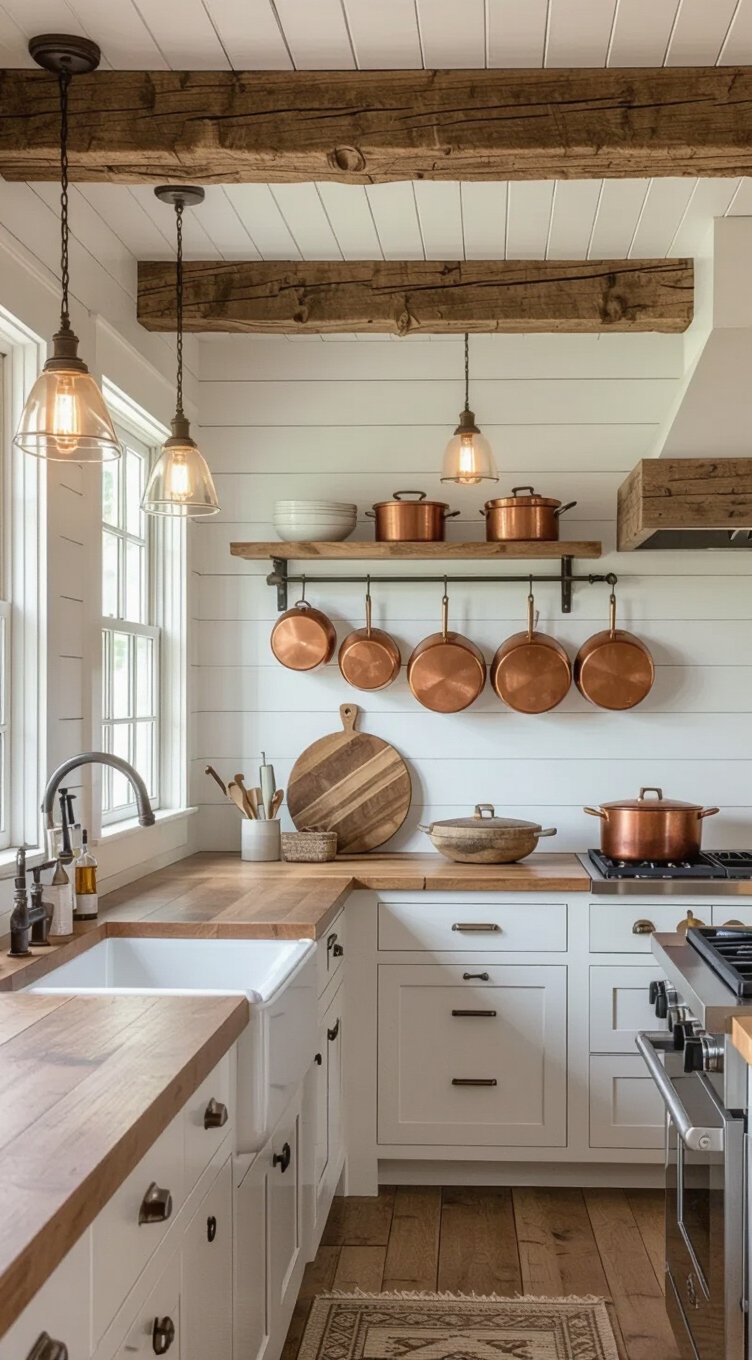 exposed wood beams add rustic charm