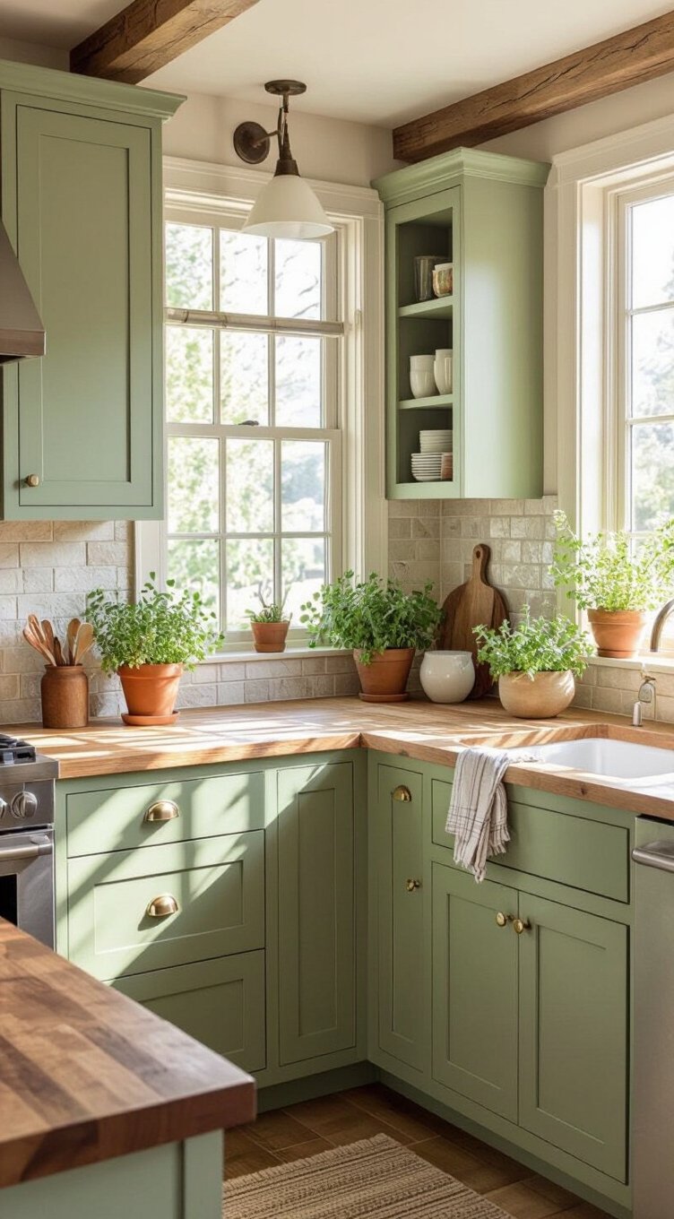 fresh small green kitchens