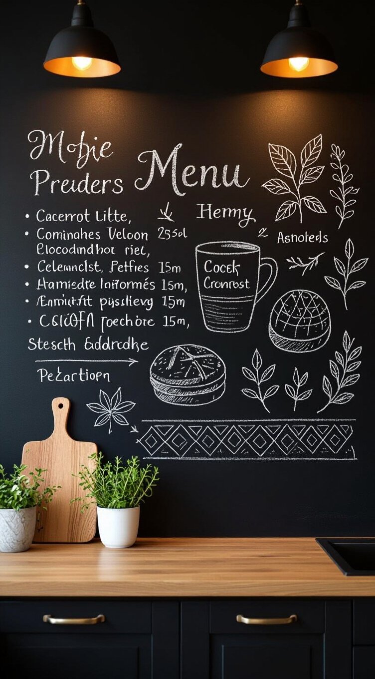 functional chalkboard kitchen wall