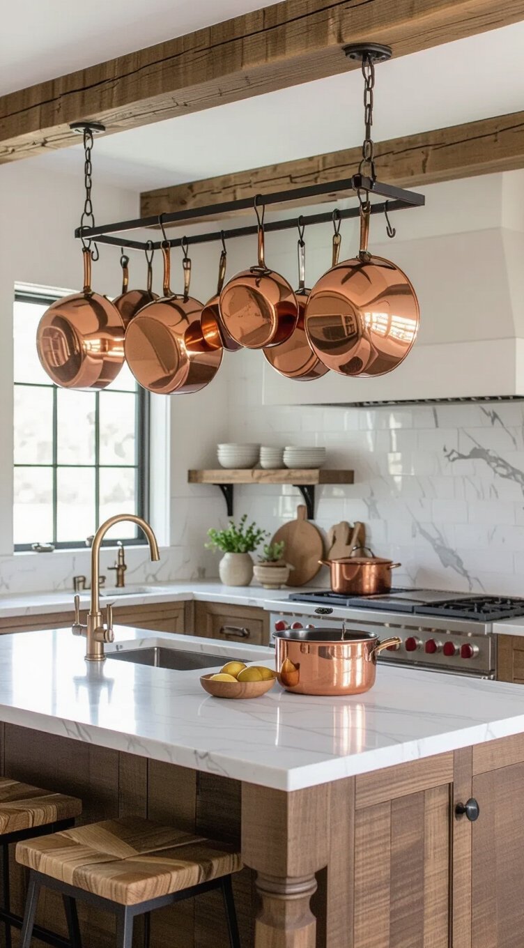 hang pots from ceiling rack