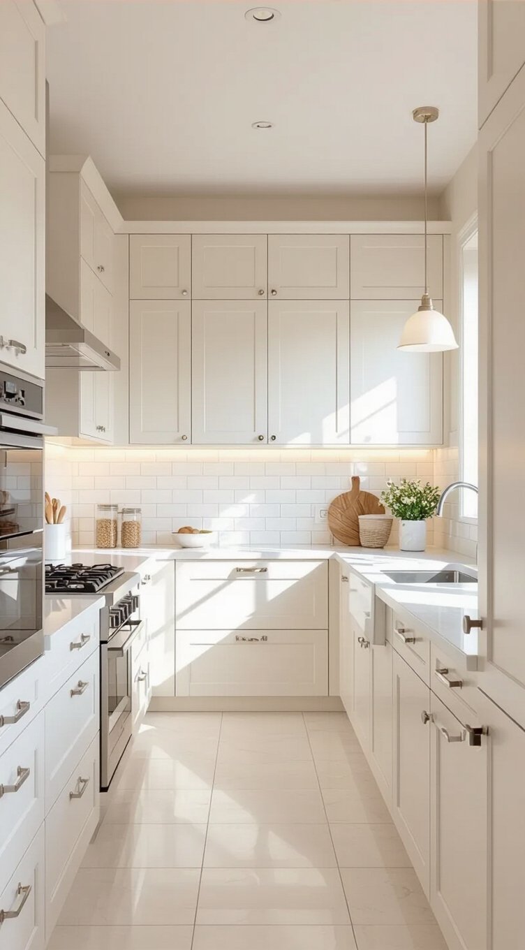 light colors create spacious kitchens