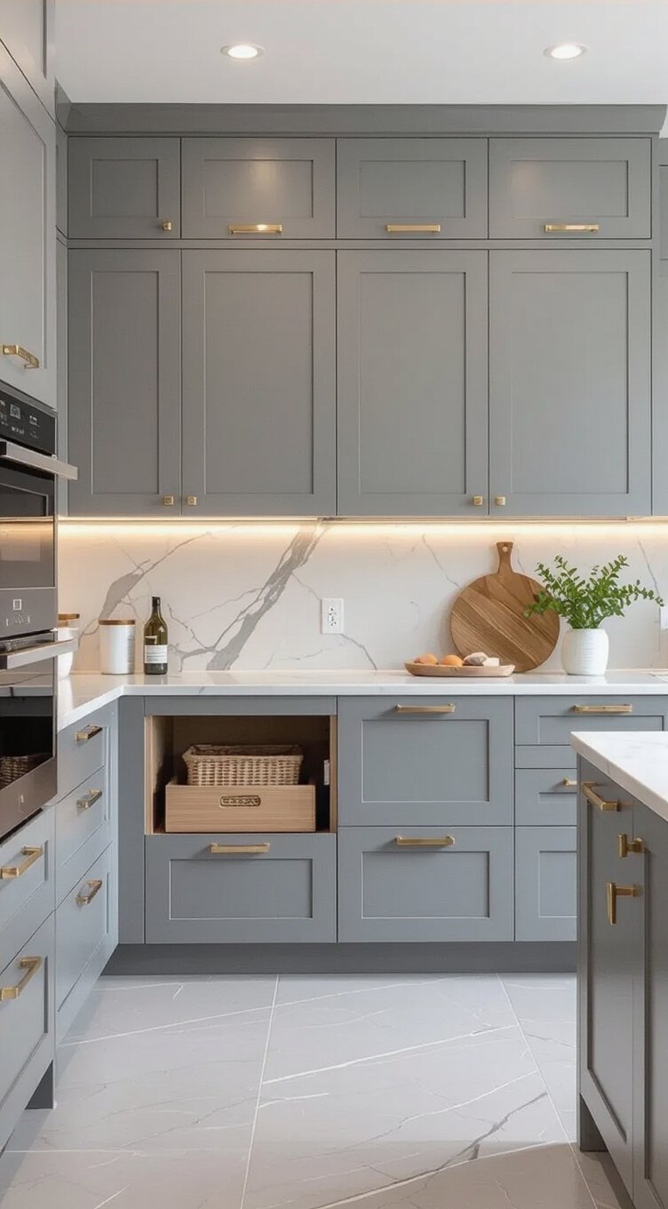 maximize storage with grey cabinets