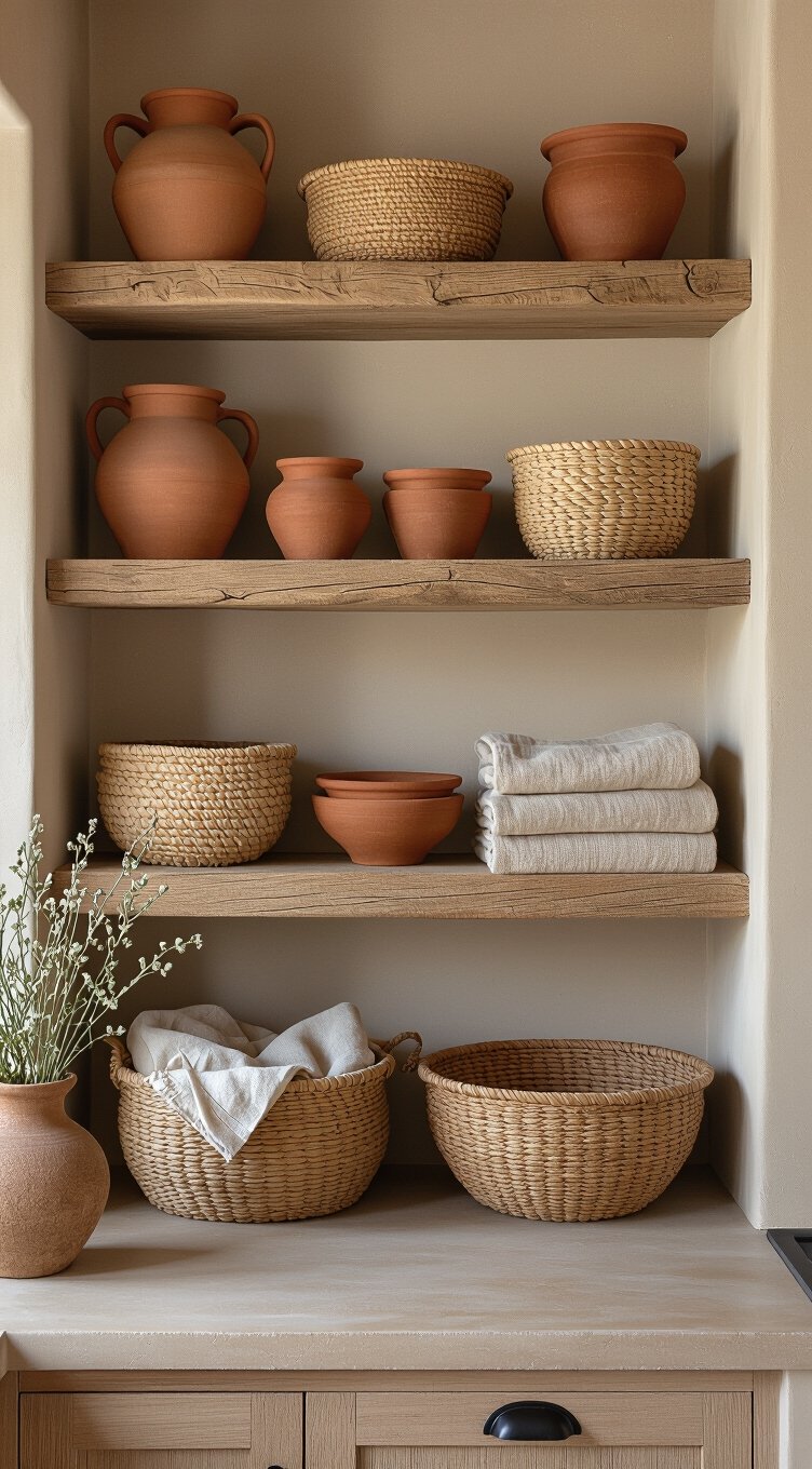 reclaimed wood open shelves