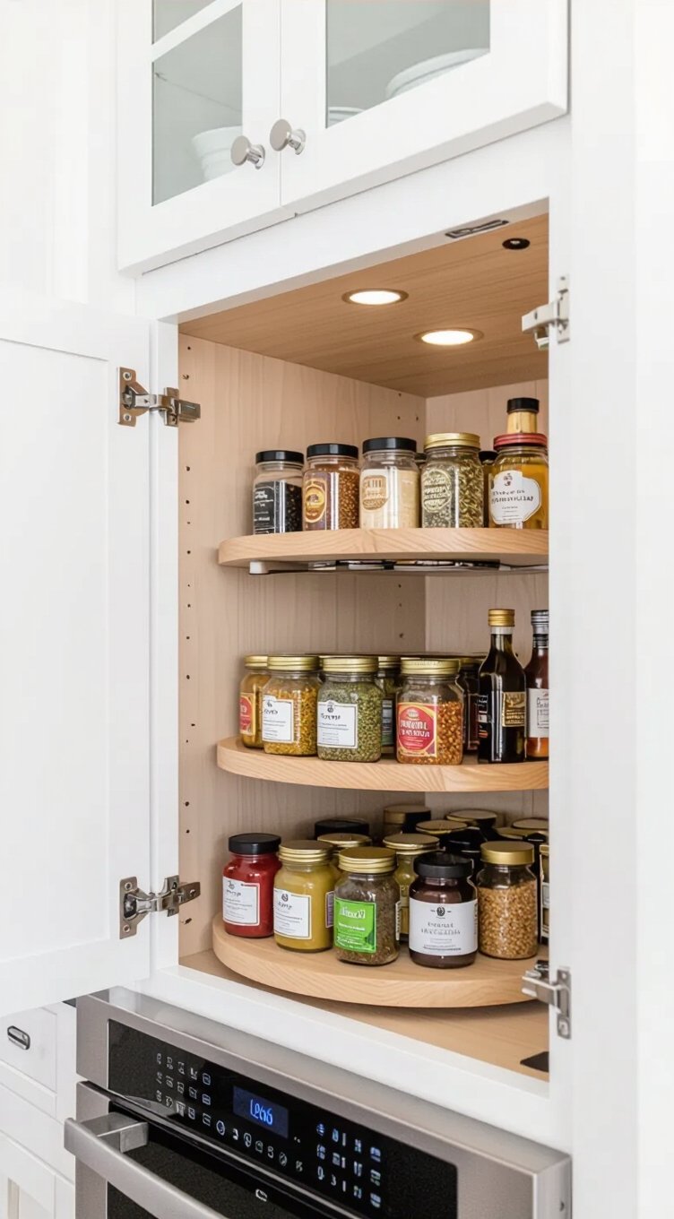 rotating organizers maximize corner storage