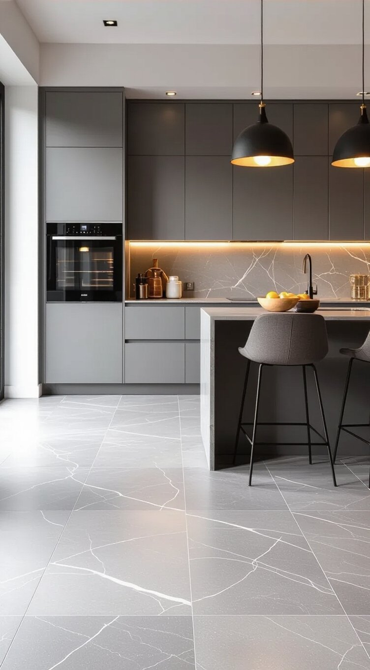 sleek durable porcelain flooring