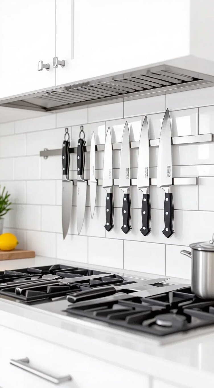 sleek magnetic knife storage